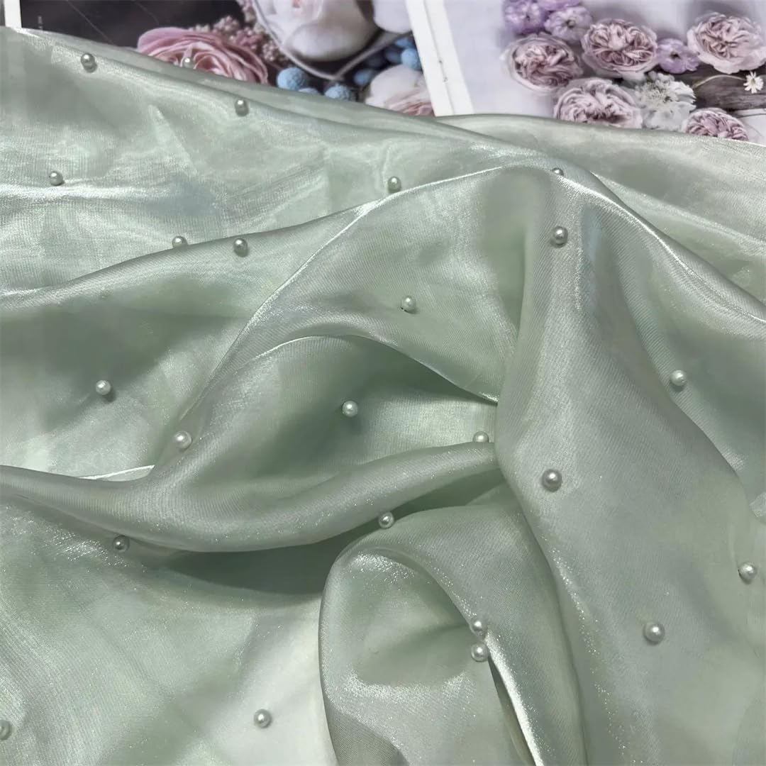 Weicher Tüllstoff, Perlenbestickter Organzastoff for Kleider, Röcke, Hochzeit, Meterware, Mehrfarbig, 100 Cm X 150(En8)
