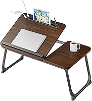 SIDIANBAN Laptop Desk for Bed: Adjustable 5 Angles Portable Lap Tray with USB Ports, Cup Holder, Non-Slip Rest - Bed Table for Work, Eating (Brown)