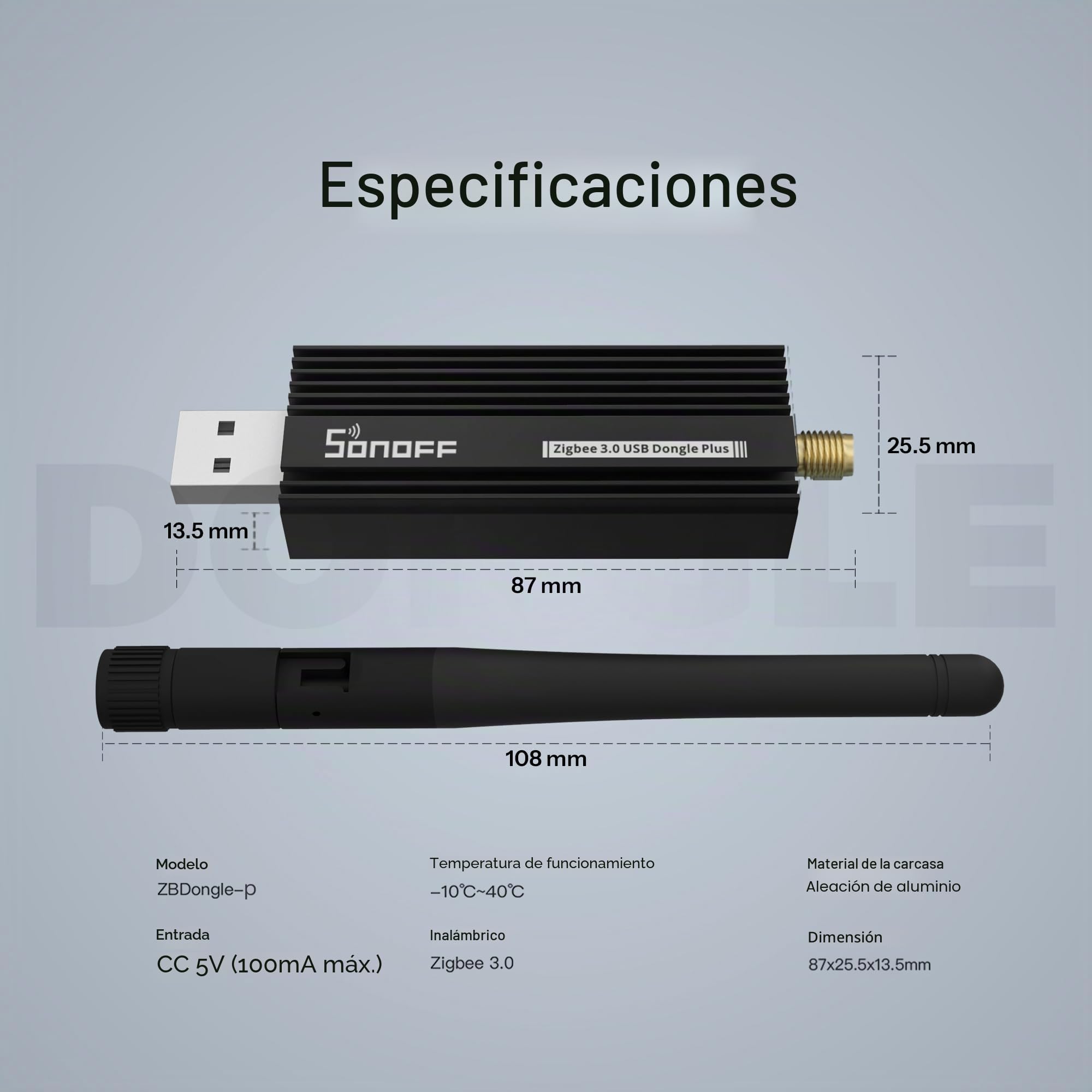 SONOFF Universal Zigbee 3.0 USB Dongle Plus Gateway con Antena para Home Assistant, IoBroker etc