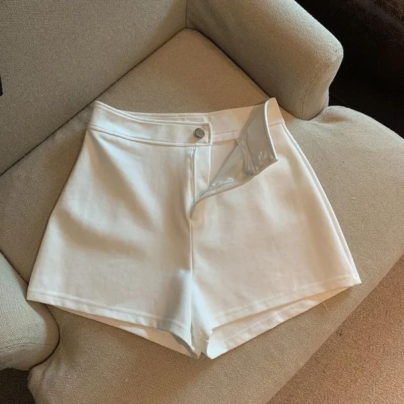 Pantalones cortos casuales de cintura alta para mujer, primavera y verano, White1, S