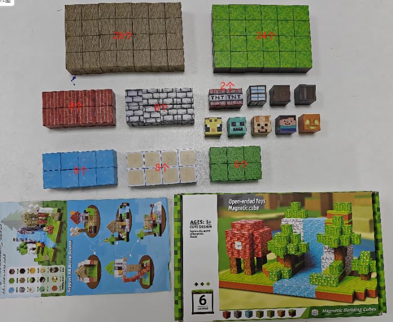 ROYUEXT 45 Pcs Magnetic Building Blocks Adventure Set Magnetic Tiles Video Game Theme with Storage Case Educational Construction Toy for Ages 3+