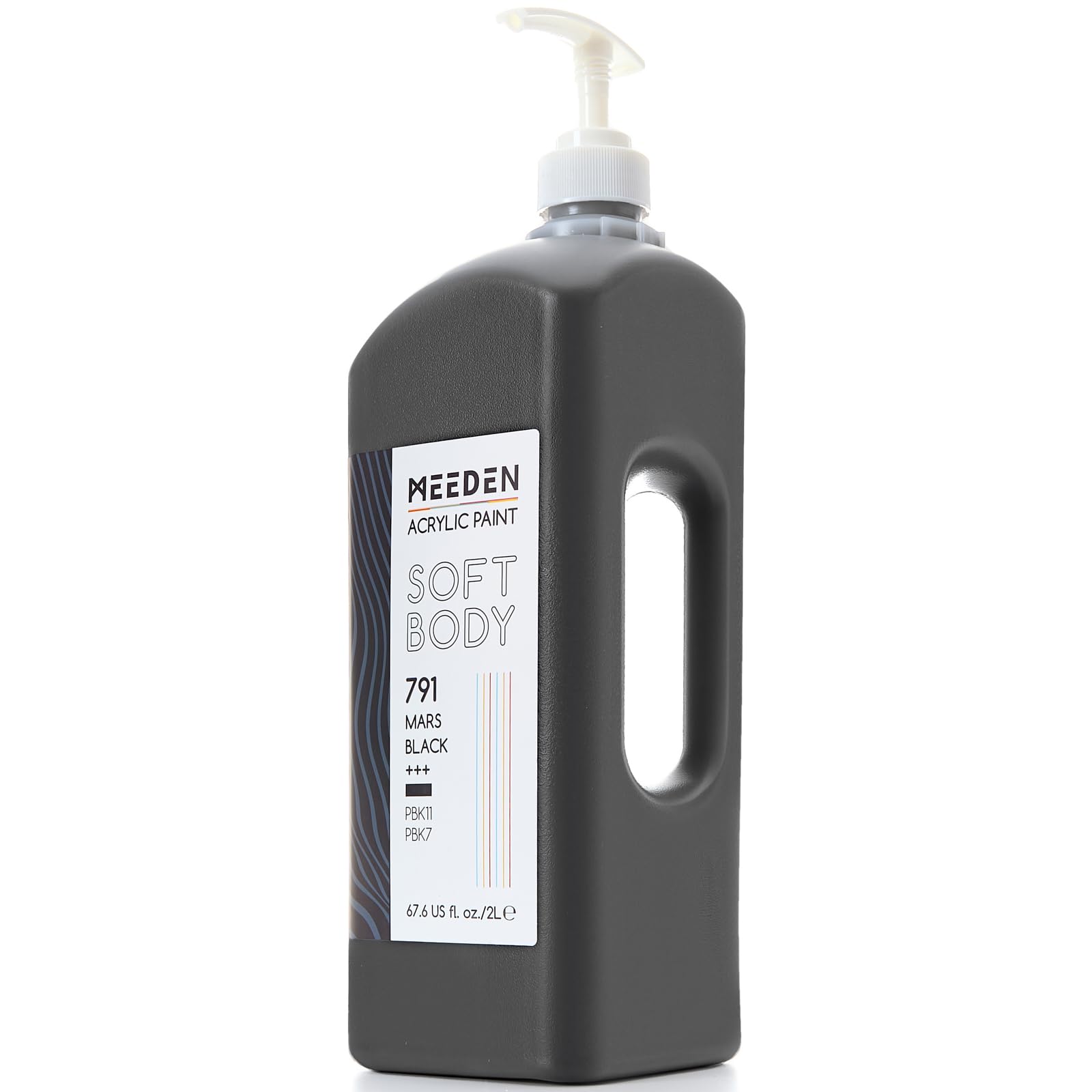 MEEDEN Vernice acrilica fluida: Marte Nero - 2L/69oz Pittura Artista Liquido Verde Bulk con Pompa - Finitura Stuoia e Alta Coerenza - Grande Fornitura Arte per Adulti, Tele, Artigianato