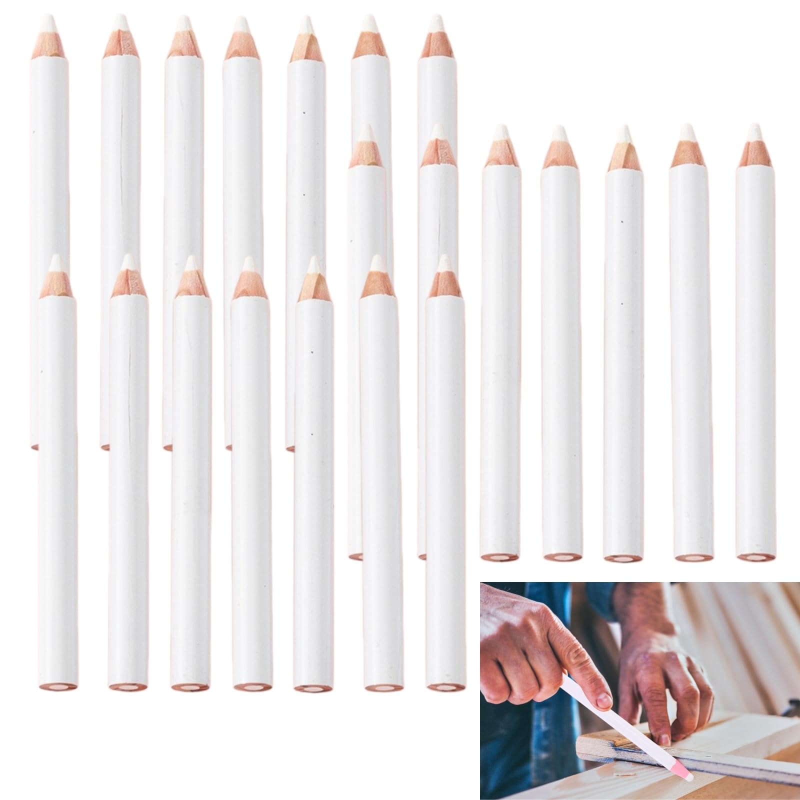 NBOFOL 21PCS White Tailors Chalk Pencils for Fabric Marking,White Water Soluble Sewing Fabric Maker W/hite Marking Pencils Tailors Chalk for Quilting,Washable Marking Pencils for DIY Crafts and Art
