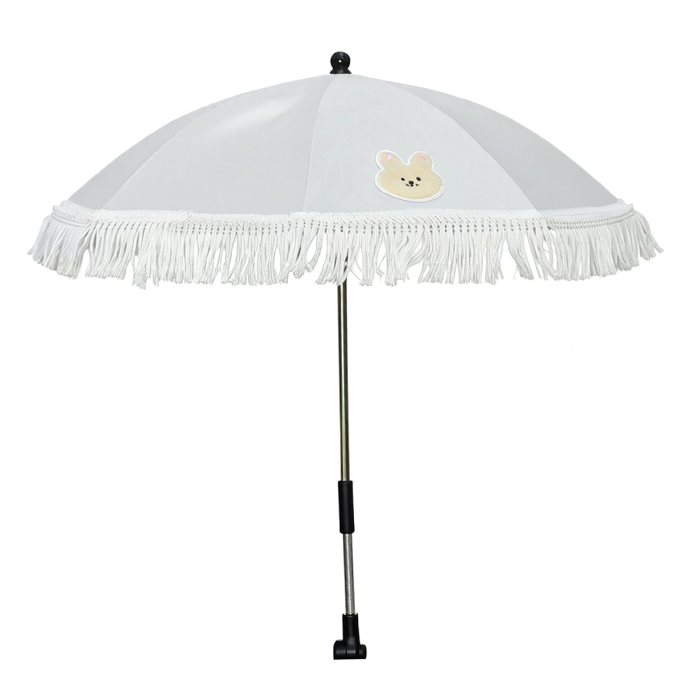 Silla de Playa para niños pequeños con sombrilla y Abrazadera Silla Segura para bebés con Revestimiento Plateado sombrilla de Encaje Blanco para protección contra el Sol y la Lluvia de Play