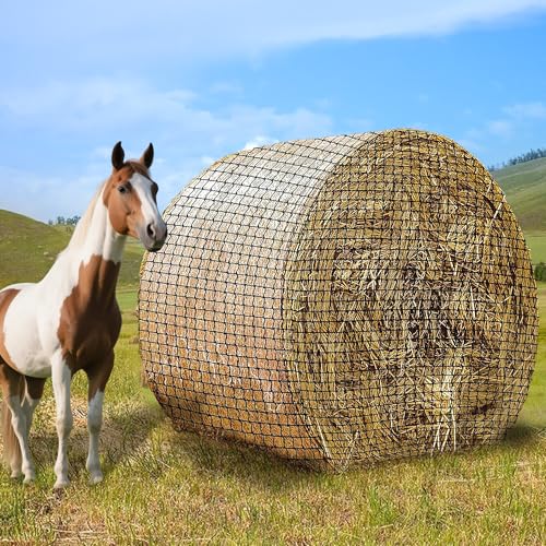 Round Bale Hay Net for Horses and Livestock Slow Feed Feeder with 2 inches Hole (6x6 ft)