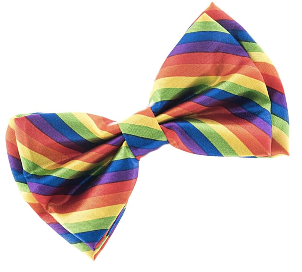 Lesbian & Gay Pride Bow Tie. Diagonal Rainbow Pride Flag Stripes. PoIyester Rainbow Tie - LGBTQ Gay & Lesbian Apparel