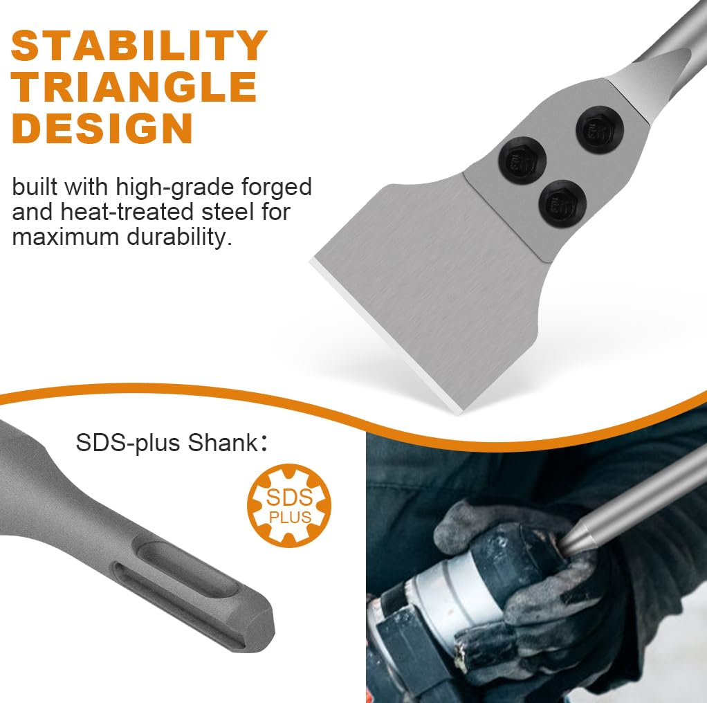 Flintronic Burin à Spatule SDS Plus, Burin SDS Plus Carrelage 280 x 75mm, Burin à Carrelage Burin Plat pour Rainurer les Carreaux, Enlever l'adhésif pour Carrelage et Sol, Burin Perforatetur SDS-Plus