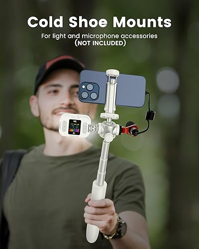 Miniatura 5 de KraftGeek Trípode de teléfono Vlogging de 48 pulgadas para iPhone 1615, Galaxy S25, DJI Pocket 3, cámara, selfie stick portátil con control remoto