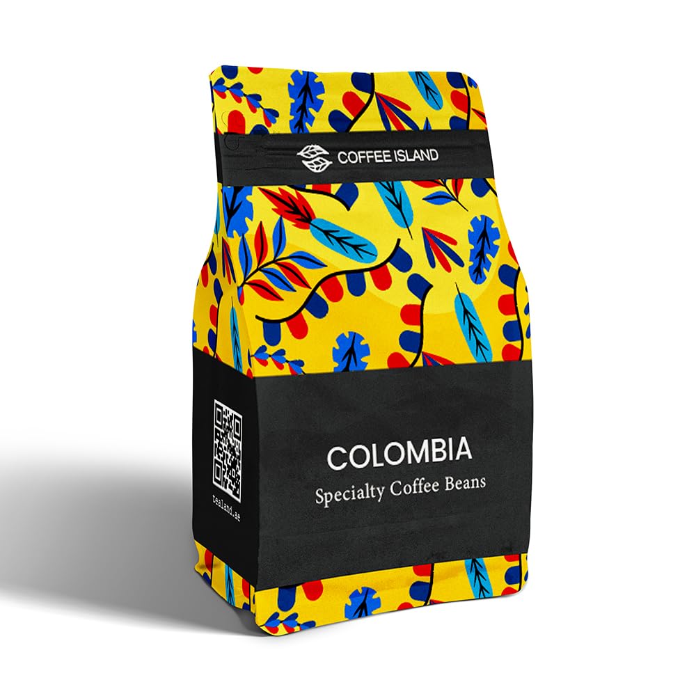 “Coffee Island” Colombia Specialty Coffee, 100% Arabica Beans, Medium Roast, Chocolate, Nuts, Herbs, Fruit, Citrusy Acidity Profile, SCA Score 85+, 250 Gram