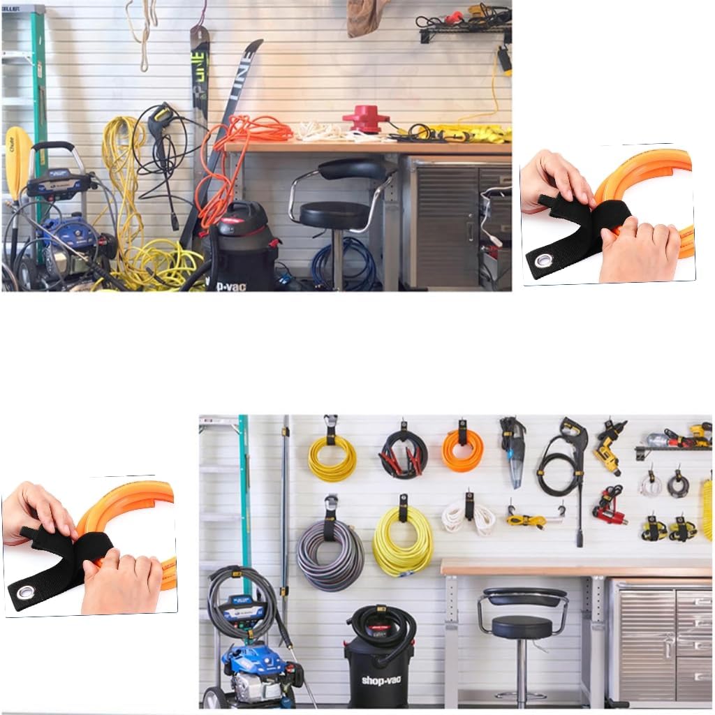 10 Pack Cable Straps Storage Straps Garage Organization, Heavy Duty Large 13-inch Hook and Extension Cord Storage Strap for Cable, Hose, Power Cord, Workshop ，Garage Organizers and Storage