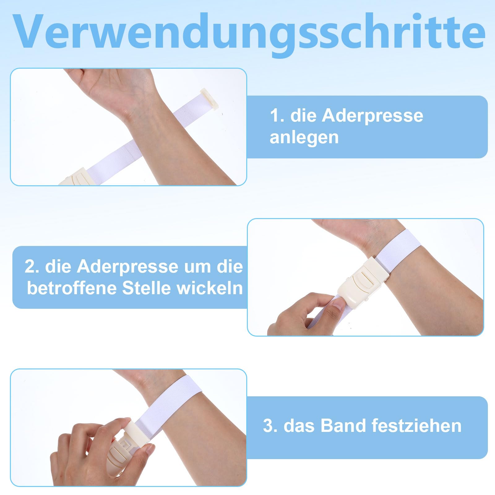 Lot de 6 gaines de congestion de sang - Garrot élastique - Pour prise de sang - Très flexibles - Pour urgences médicales - Blanc