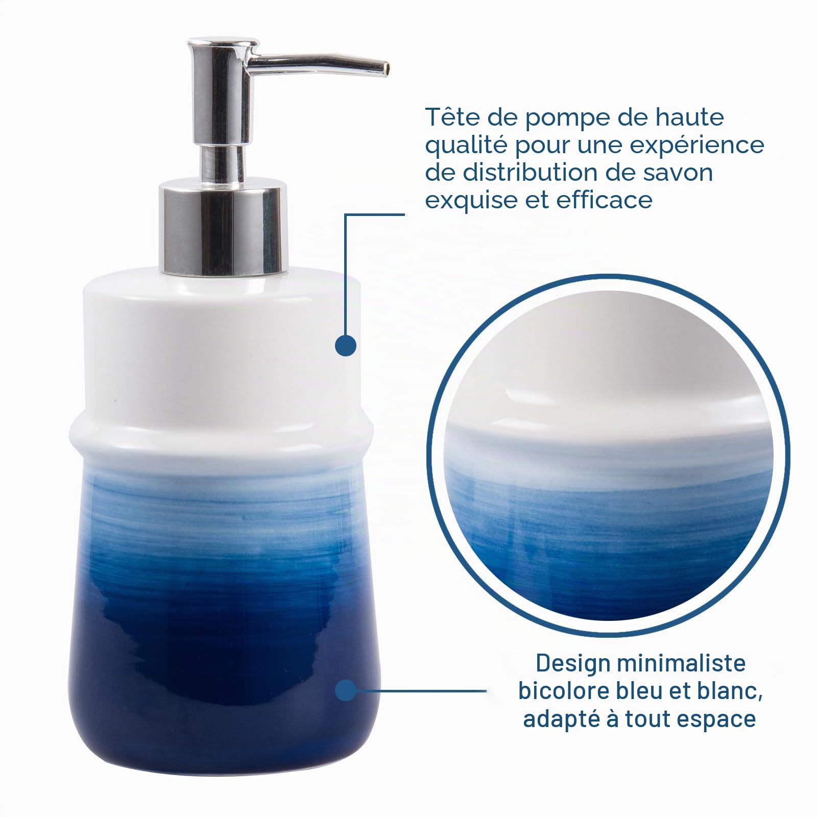 Ensemble d'accessoires de Salle de Bain Bleu Marine, 4 pièces en céramique Bleu Marine, Comprend Une Tasse à Brosse à Dents, Un Distributeur de Savon, Un Porte-Savon, Un gobelet