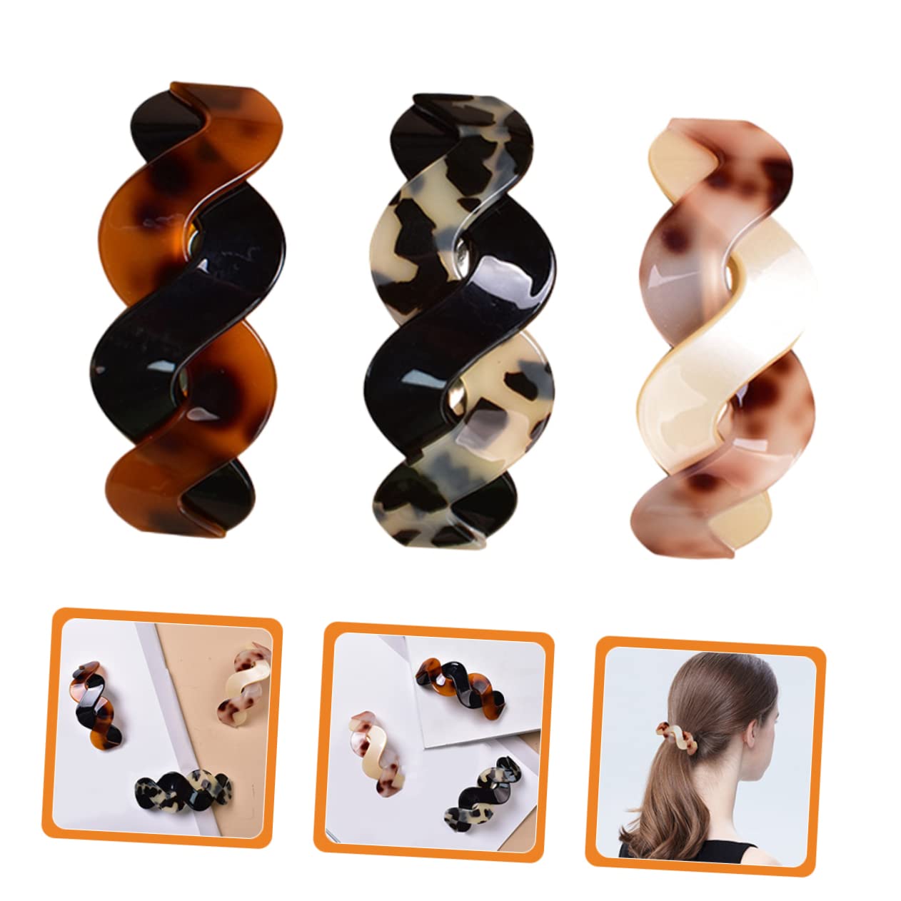 FRCOLOR 9piezas Horquillas Rectangulares Acrílico Diseño De Tortuga Clips Para Cabello Para Mujeres De Tortuga