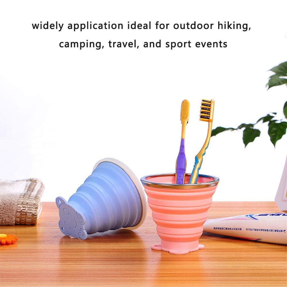 Dinohhi 2 Pièces Tasse En Silicone De Voyage Pliable, Mug à Café Portable Sans BPA Avec Couvercle Plastique R Tractable Silicone Gobelet Pour Pique Nique