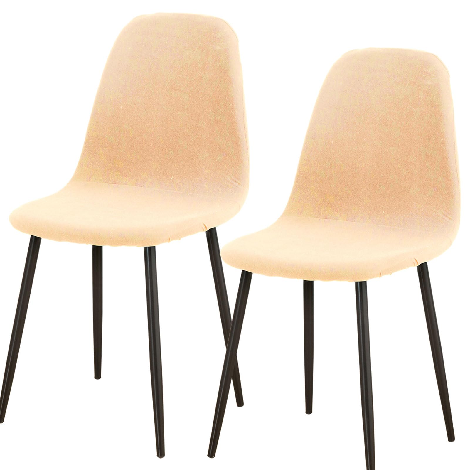 Shell Chair Covers for Dining Chairs, Mid Century Modern Dining Chair Covers Set of 2/4/6, Lounge Armless Chair Cover-Beige||2PCS