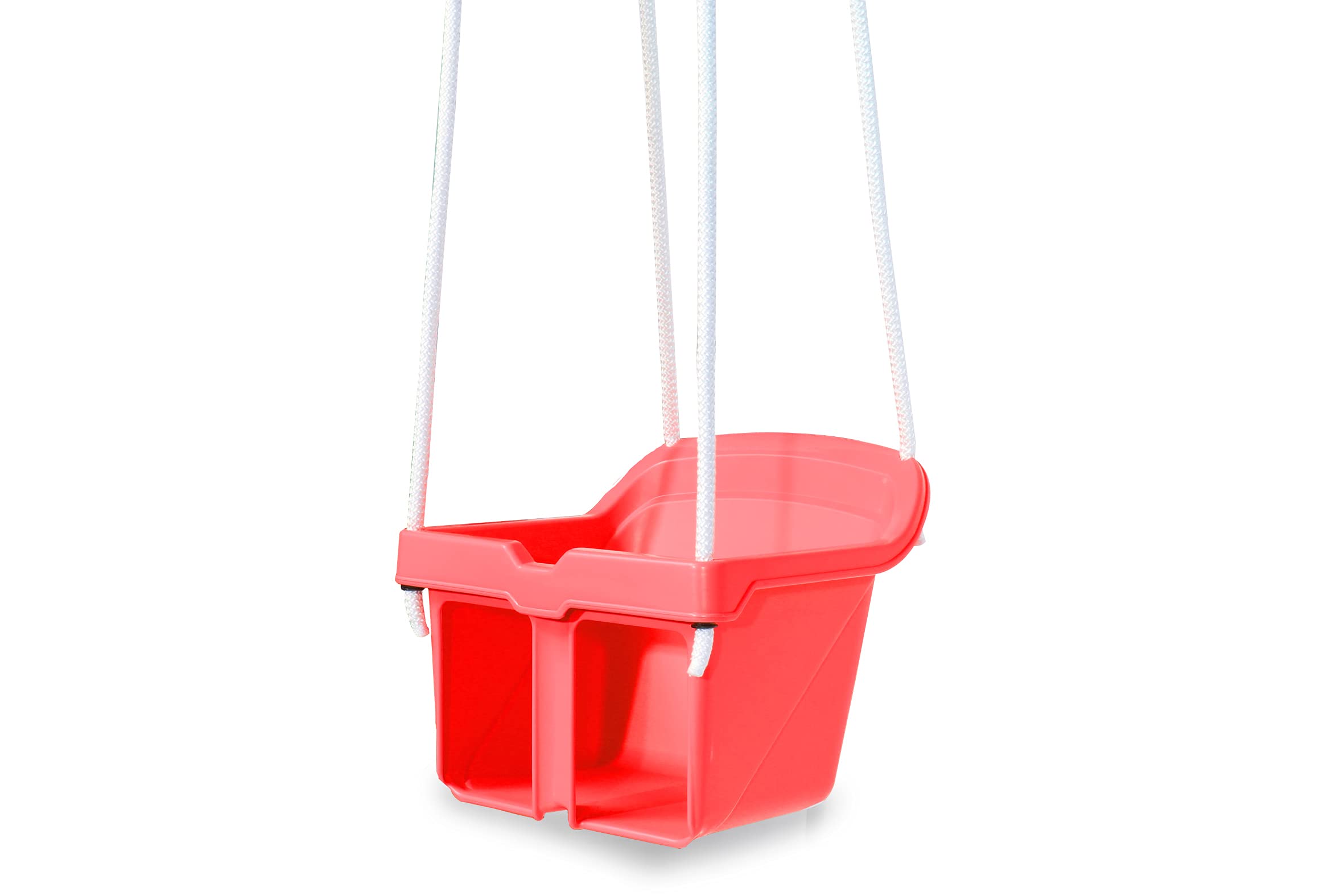 JAMARA Small Swing for Baby, from 10 Months, Durable Plastic, Supports up to 25 kg, Includes Safety Bar, Anti-Tip, Suitable for Indoor and Outdoor Use (Red)