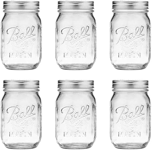 6 Pack Ball Mason Jars 16 oz Mason Jars with Regular Mouth Canning