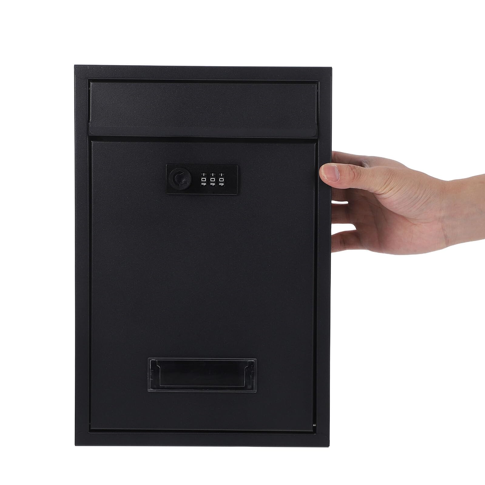 Baluue Buzón de Sugerencias Mural con Cerradura de Combinación sin Llave Buzón Metálico Negro de Gran Capacidad para Oficina y Hogar Resistente Intemperie para Correo y Paquetes