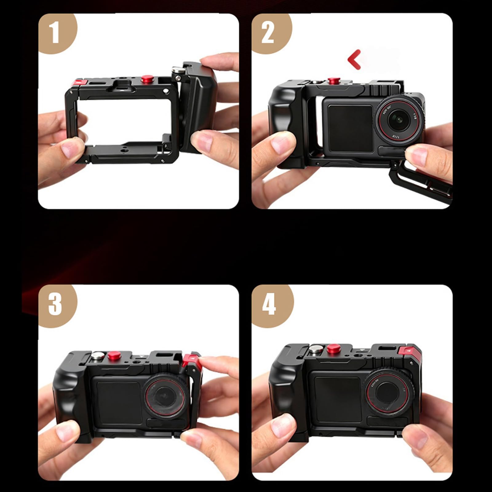 Ergonomiczna metalowa rama, przedłużony uchwyt, ramka ochronna, obudowa 1/10.2 cm, aluminiowa klatka do akcji 5/4/3 fotografia uliczna, stabilizator