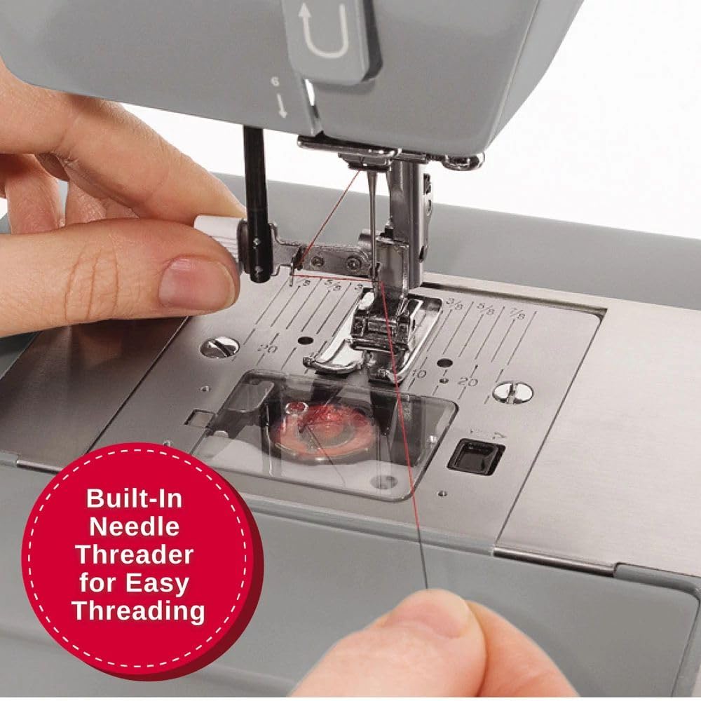 Singer | Robuste 4432 Nähmaschine mit 32 integrierten Stichen, automatischer Nadeleinfädler, Metallrahmen und Edelstahl-Bettteller, perfekt zum Nähen aller Arten von Stoffen mit