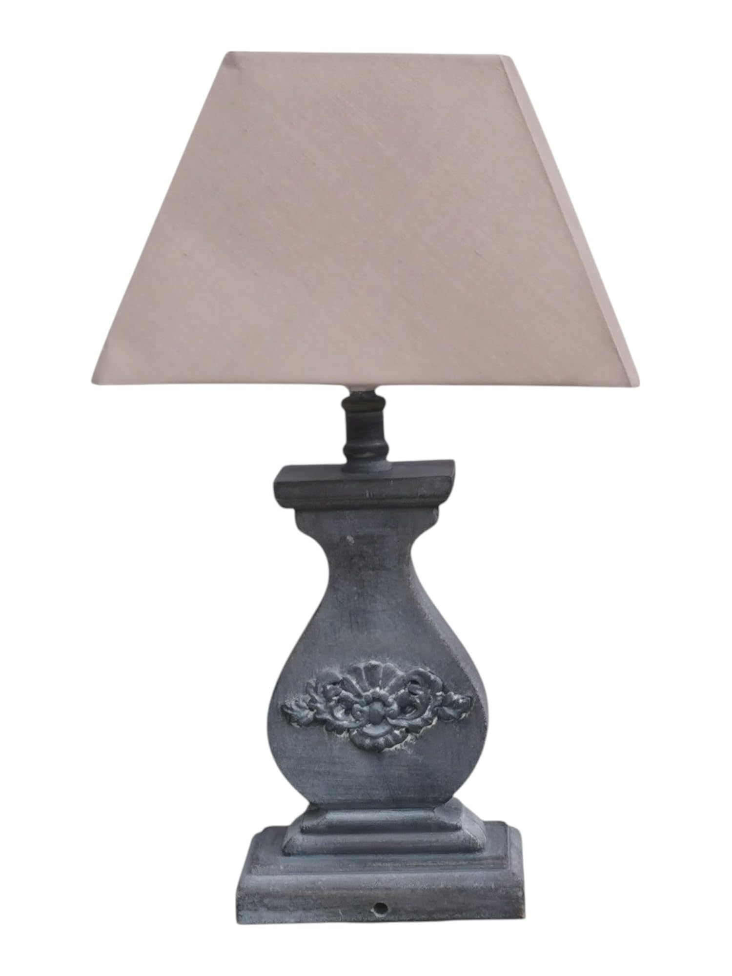 Modern Tall Wooden Washed Table Lamp - Traditional Shabby Chic Design with Taupe Linen Shade, Wood Effect Finish for Living Rooms, Bedrooms, or Hallways Decor (32cm Light Blue with Cream Shade)