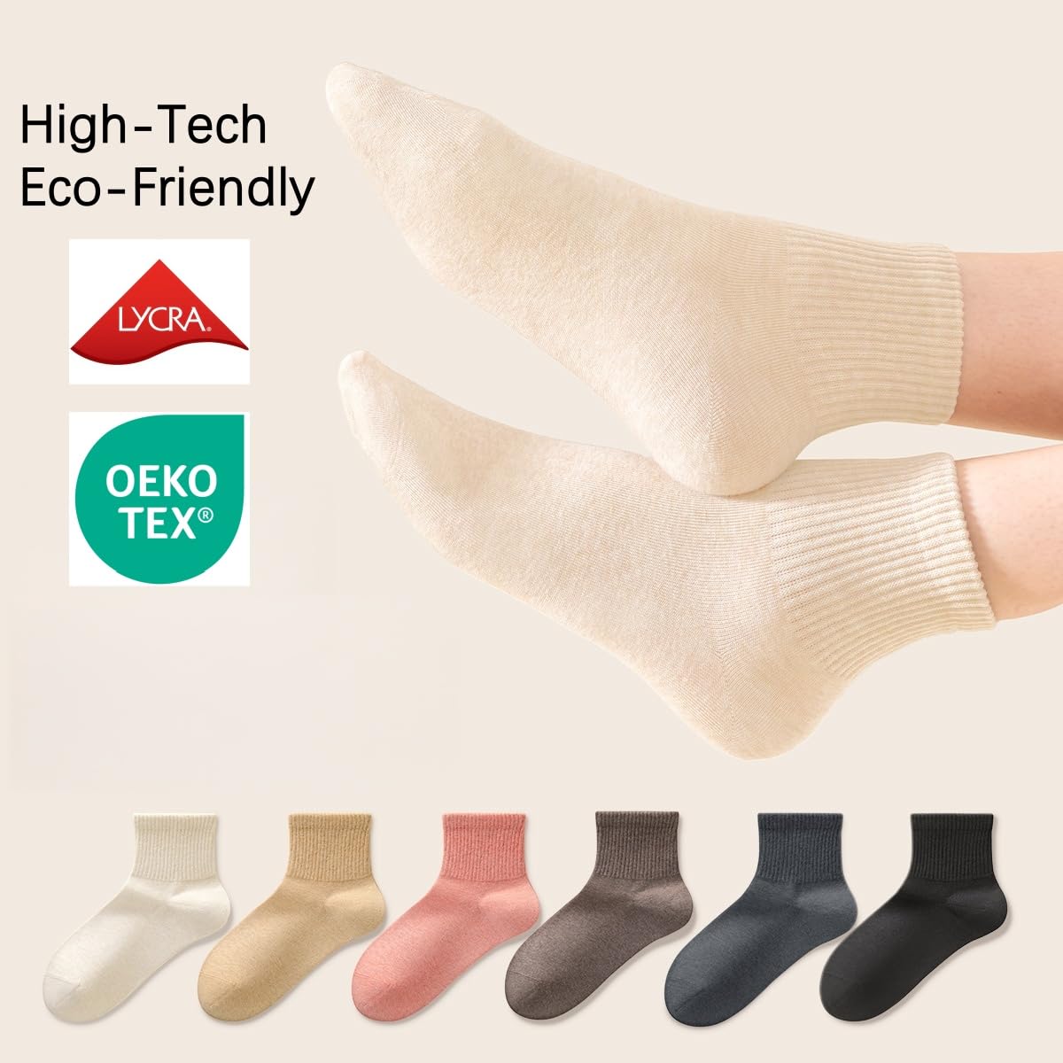 Calcetines altos para mujer, puntera sin costuras, alta elasticidad, suaves por encima del tobillo, para mujeres y niñas, talla 6-10