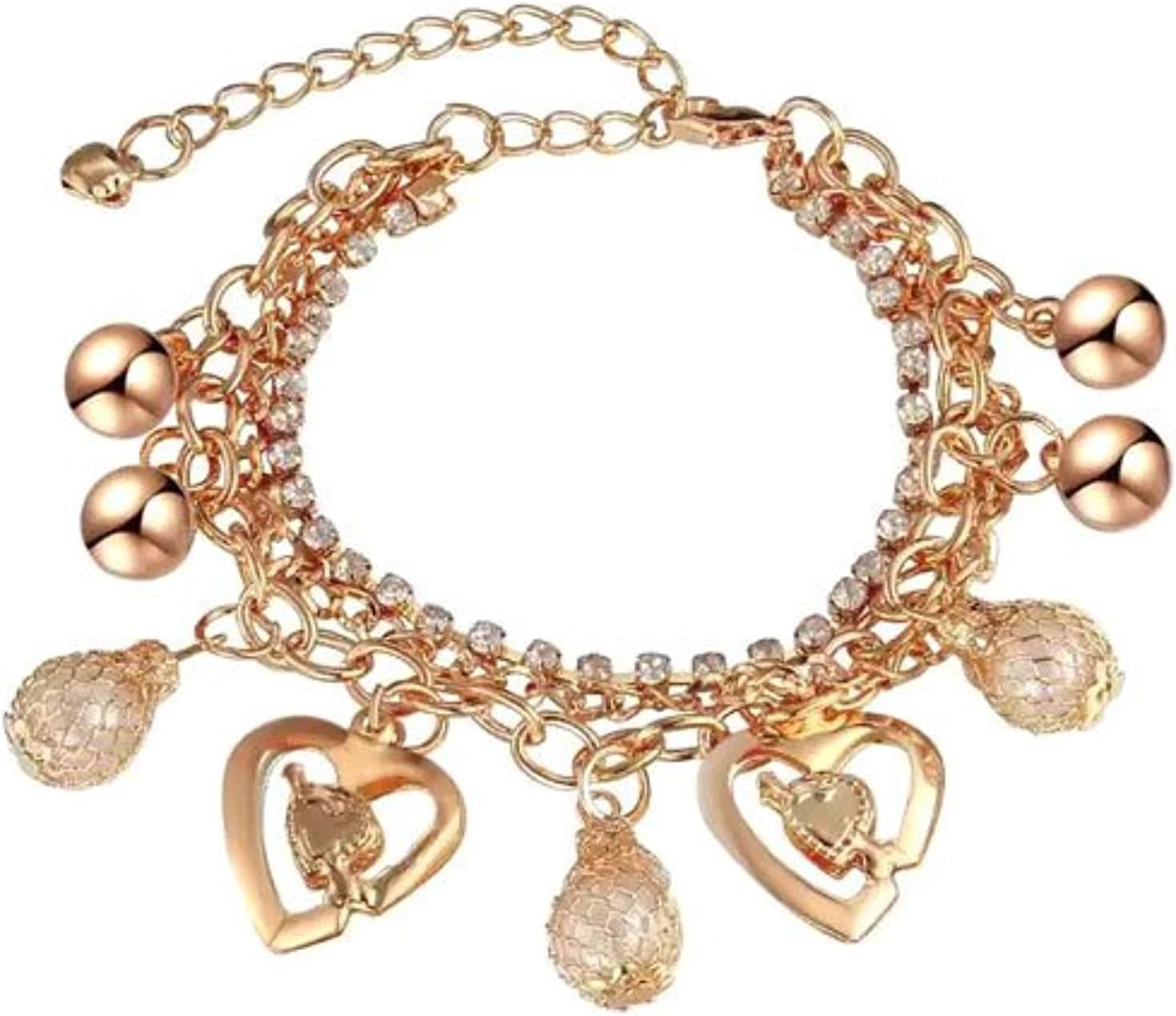 Shining Diva Fashion Crystal Collection Gold Plated Charm Bracelet for Women (Golden)(rrsd8047b)