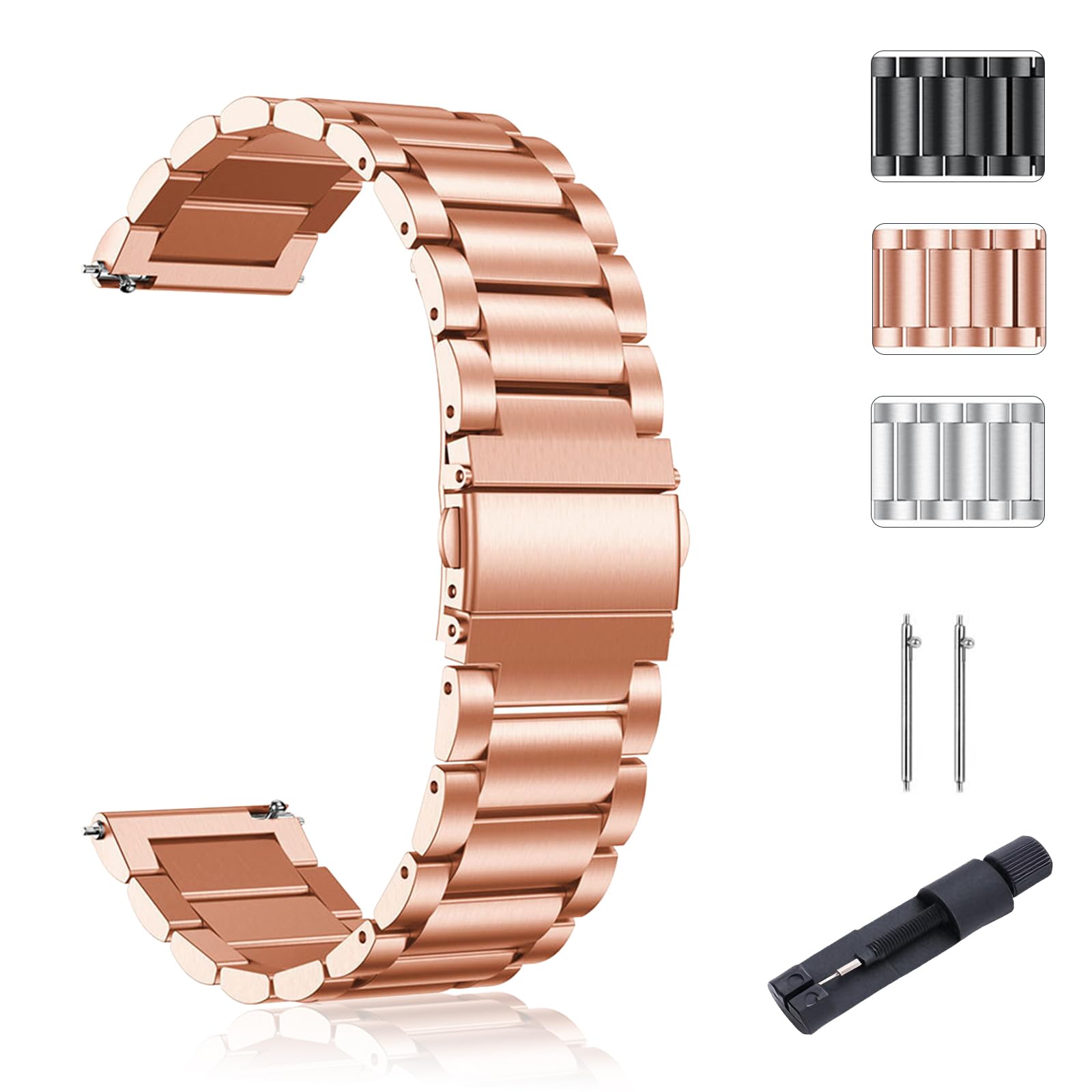 SUGARJAR 18/19/20/22mm Strap for Garmin/Huawei/Samsung/Amazfit/Fossil, Replacement Bands IDW/Fitpolo/RUIMEN/Jugeman/Blackview/Aea c/Willful/TEMINICE/Umidigi for Stainless Steel