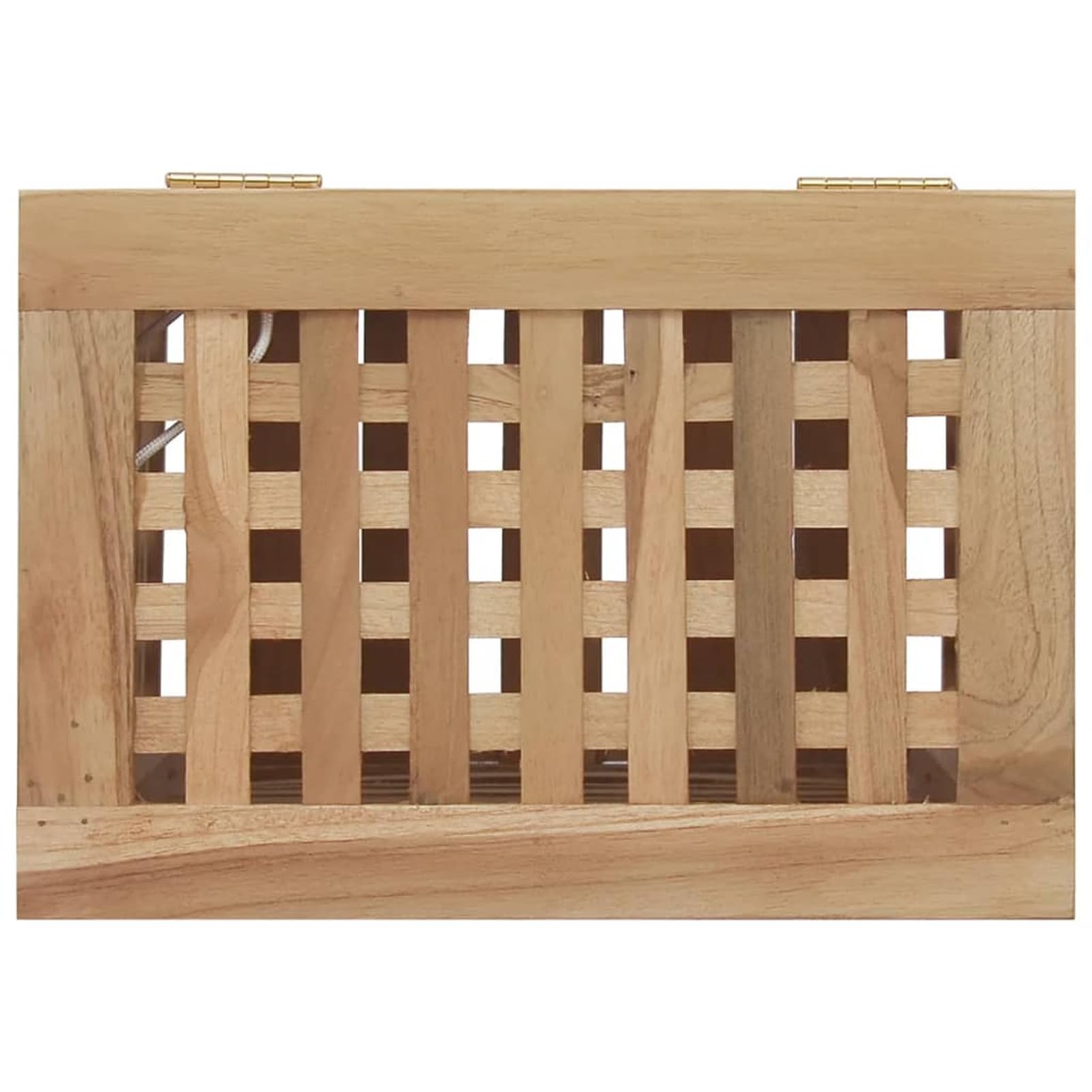 Cesto portabiancheria in legno di teak, design ventilato in teak massiccio, con borse rimovibili e ripiano per organizzare la biancheria e gli oggetti essenziali per la casa