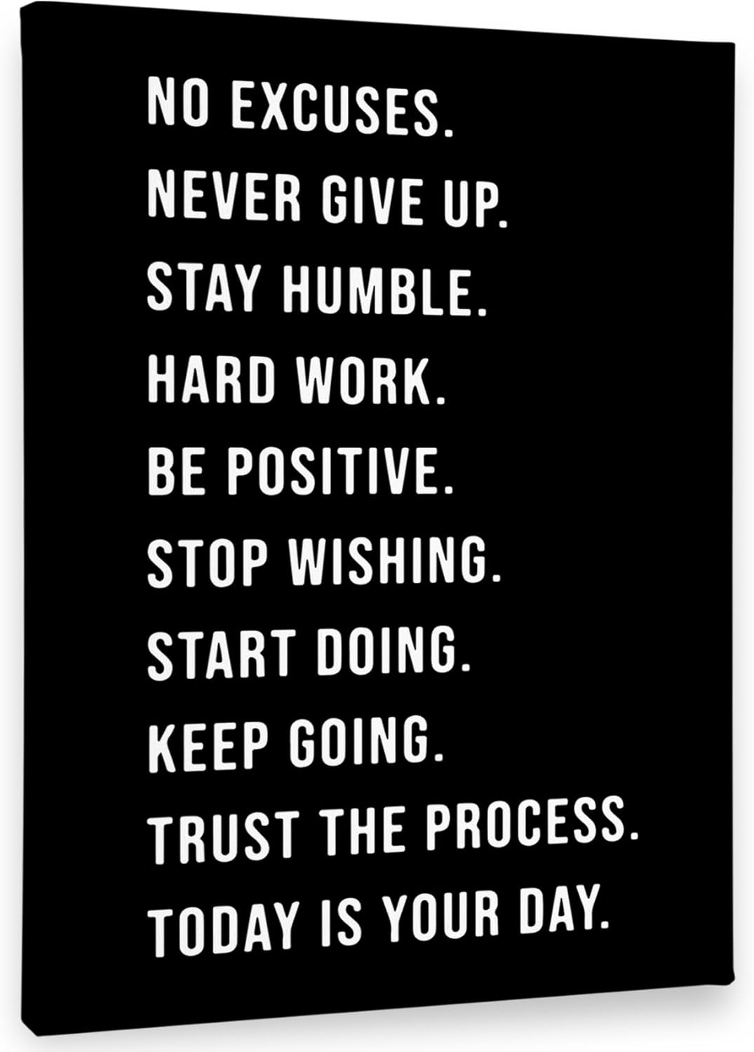 PHAMTE No Excuses Never Give Up Inspirational Workout Wall Art, Motivational Inspirational Print Framed Canvas Painting Artwork Home Gym Yoga Exercise Fitness Room Office Decor（11×14 Inch