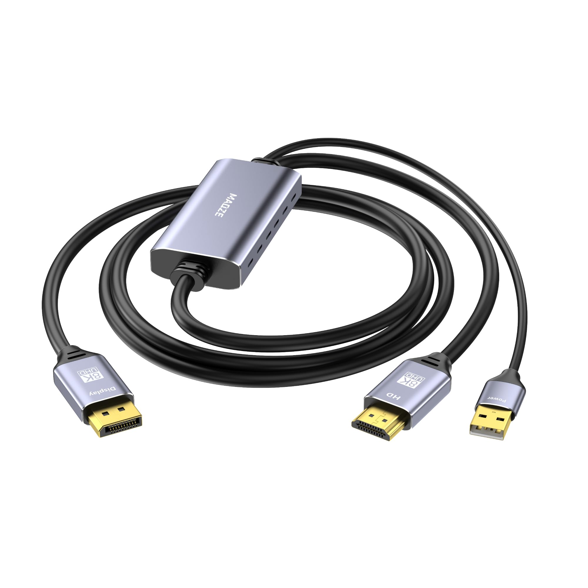 Cavo da HDMI a Displayport, adattatore da HDMI 2.1 a Displayport 1.4 4K a 120 Hz, alimentazione USB, per laptop, GPU discrete, PS5 e Xbox Series X e monitor da gioco