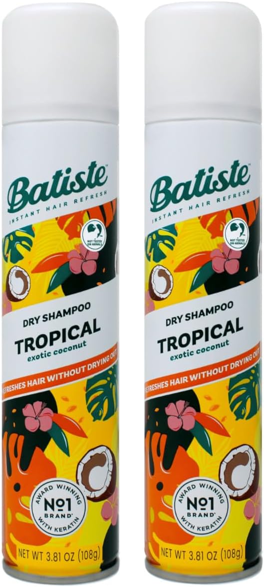 Dry Shampoo, Tropical Fragrance, Refresh Hair and Absorb Oil Between Washes, Waterless Shampoo for Added Hair Texture and Body, 6.73 OZ Dry Shampoo Bottle pack of 2