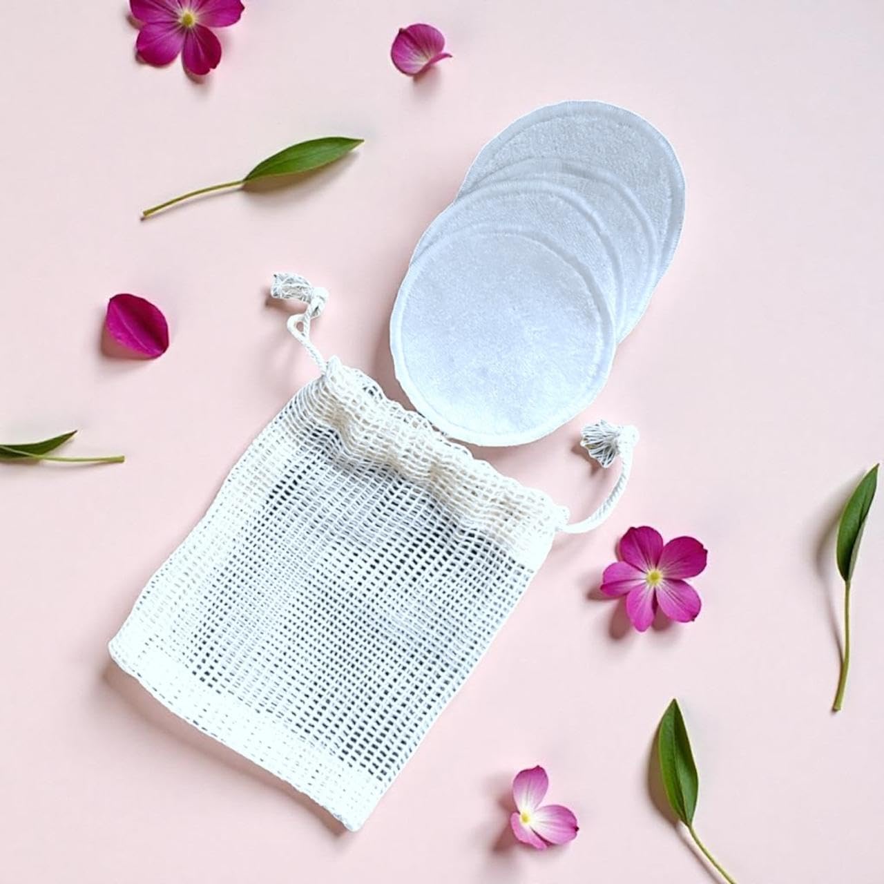 Bio-Bubbles Reusable Bamboo Fiber Makeup Remover Wipes, Eco-Friendly, Washable Rounds, Pack of 4 with Mesh Bag, Biodegradable, Antibacterial-picture-52