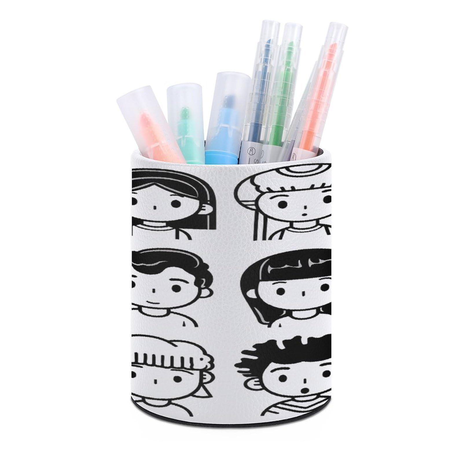 FekiLoot Various Faces Pen Holder Personalized Desktop Pencil Holders Case Office Accessories Container Box for Round Pen Cup Desktop Organizer Makeup Brush Holder Caddy Storage