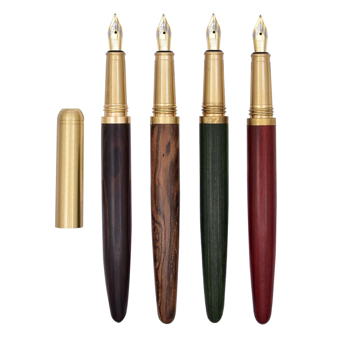SIPLIV Vintage Wooden Calligraphy Pens Set, 4 Pcs Handcrafted Colorful Wood Calligraphy Pen 0.5mm Pen Nib Smooth Writing Pen for Journaling School Office - Type B