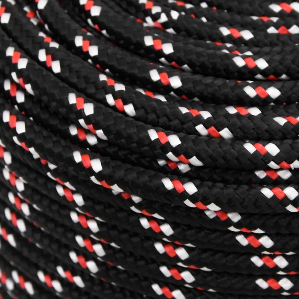 Linia outdoorowa – pleciona lina, Lina do łodzi Niebieska 2 mm 500 m Linia w oplocie polipropylenowym Odporna na warunki atmosferyczne żeglowania Kemping Do użytku ogrodzie(Black and Red/250 M,6 mm)