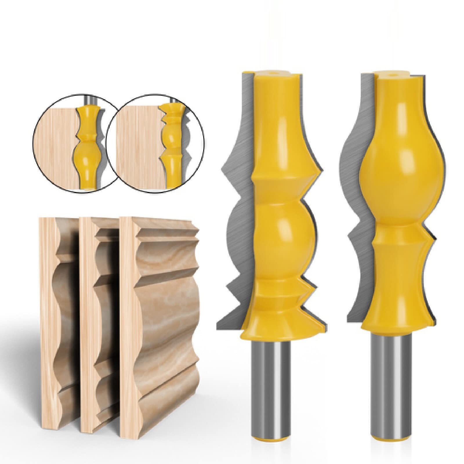Set di punte for fresatura a corona, fresa reversibile for legno in carburo for scanalatura del cassetto(12.7mm Shank X 2PCS)