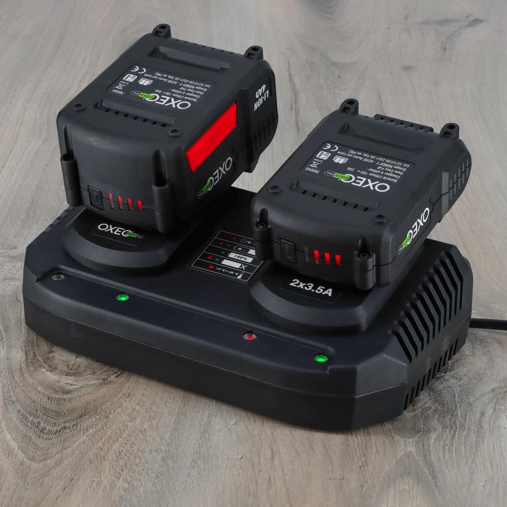 Chargeur Double Super Rapide Batterie 18V Easy Full - 2X 3.5A - Compatible Batteries d'outils de Jardinage et Bricolage sans Fil