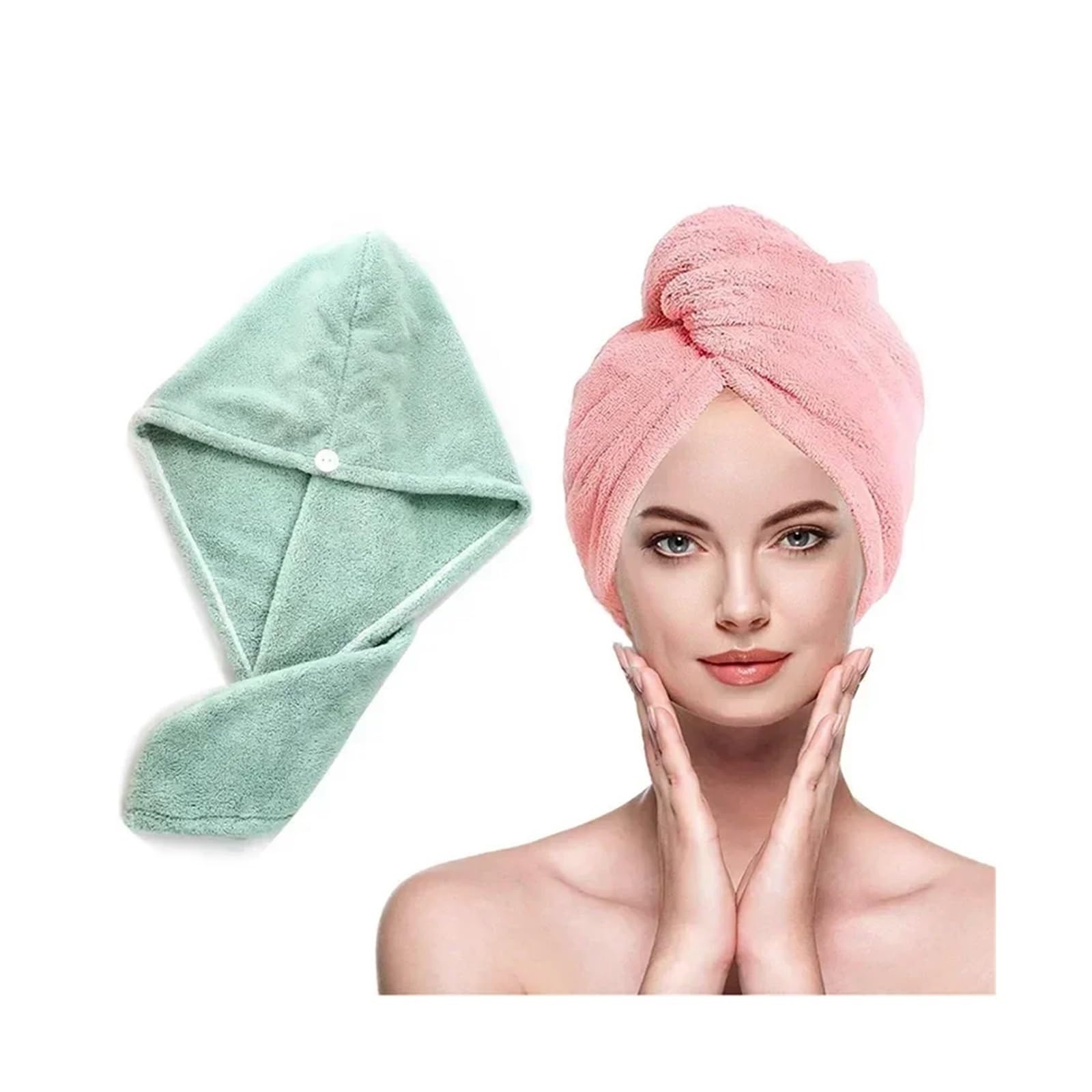 Toalla de Pelo Microfibra | Multicolor 4 piezas de secado rápido for mujeres después del secado del cabello del baño(Pink)