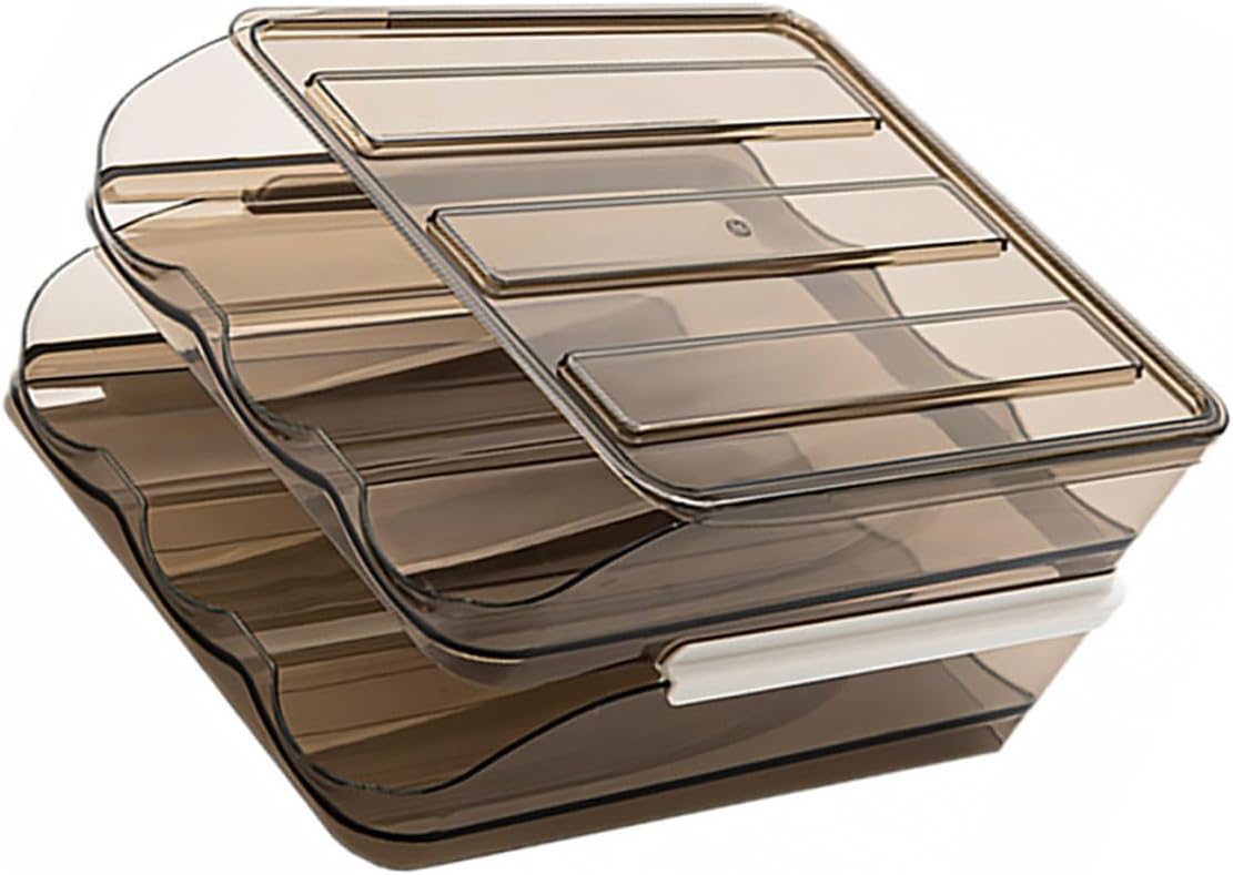 2-layer Plastic Egg Storage Box with 36-count Capacity Rolling Refrigerator Egg Holder Organizer Tray for Kitchen Fridge