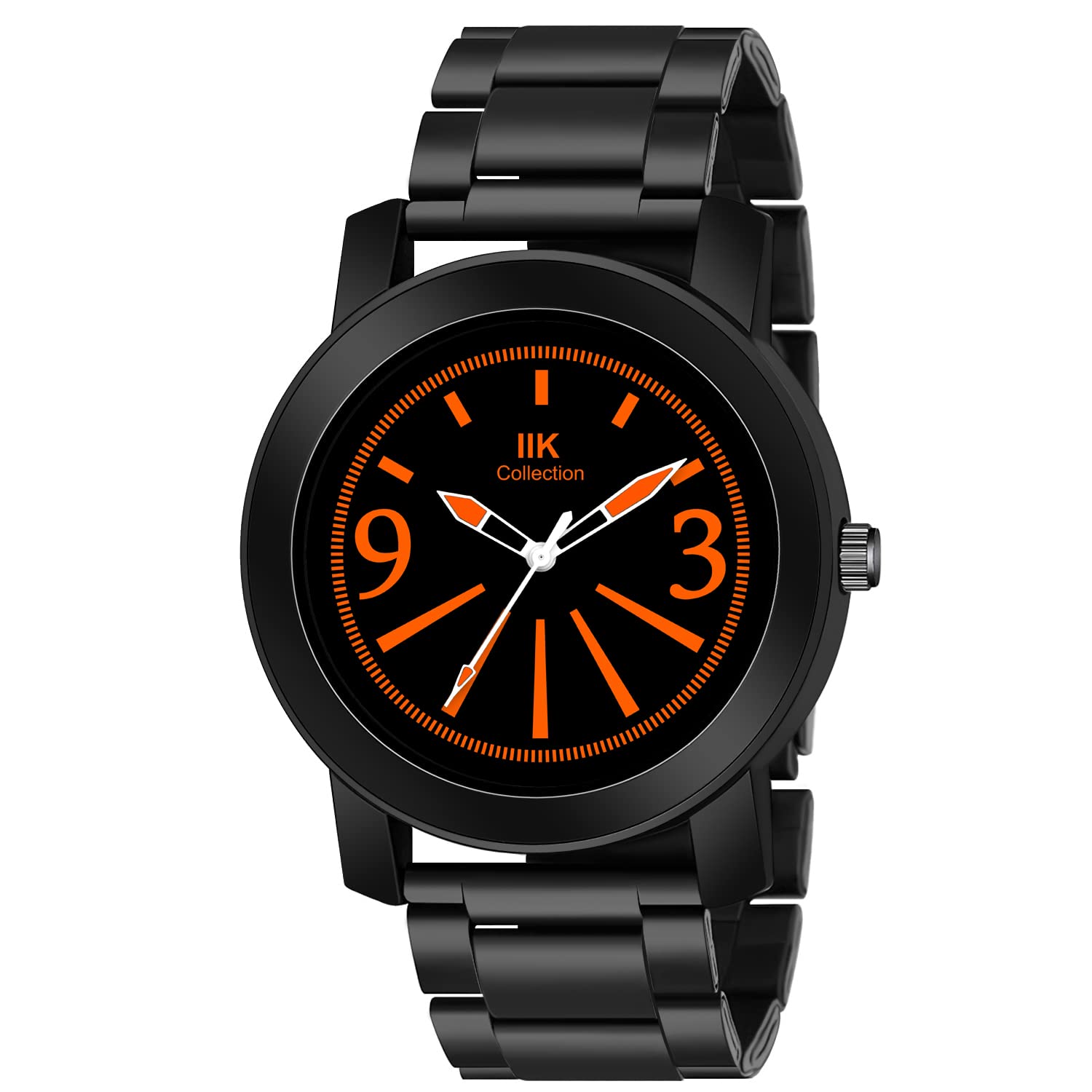 IIK COLLECTION Watches for Men Round Numerical Dial Analogue Men Watch|Long Battery Life|Stainless Steel Bracelet Black Chain with Long Lasting Polish/Adjustable Fixable Silicon Strap|Watches for Boys (B0B3J29ZS9) Amazon Price History, Amazon Price Tracker