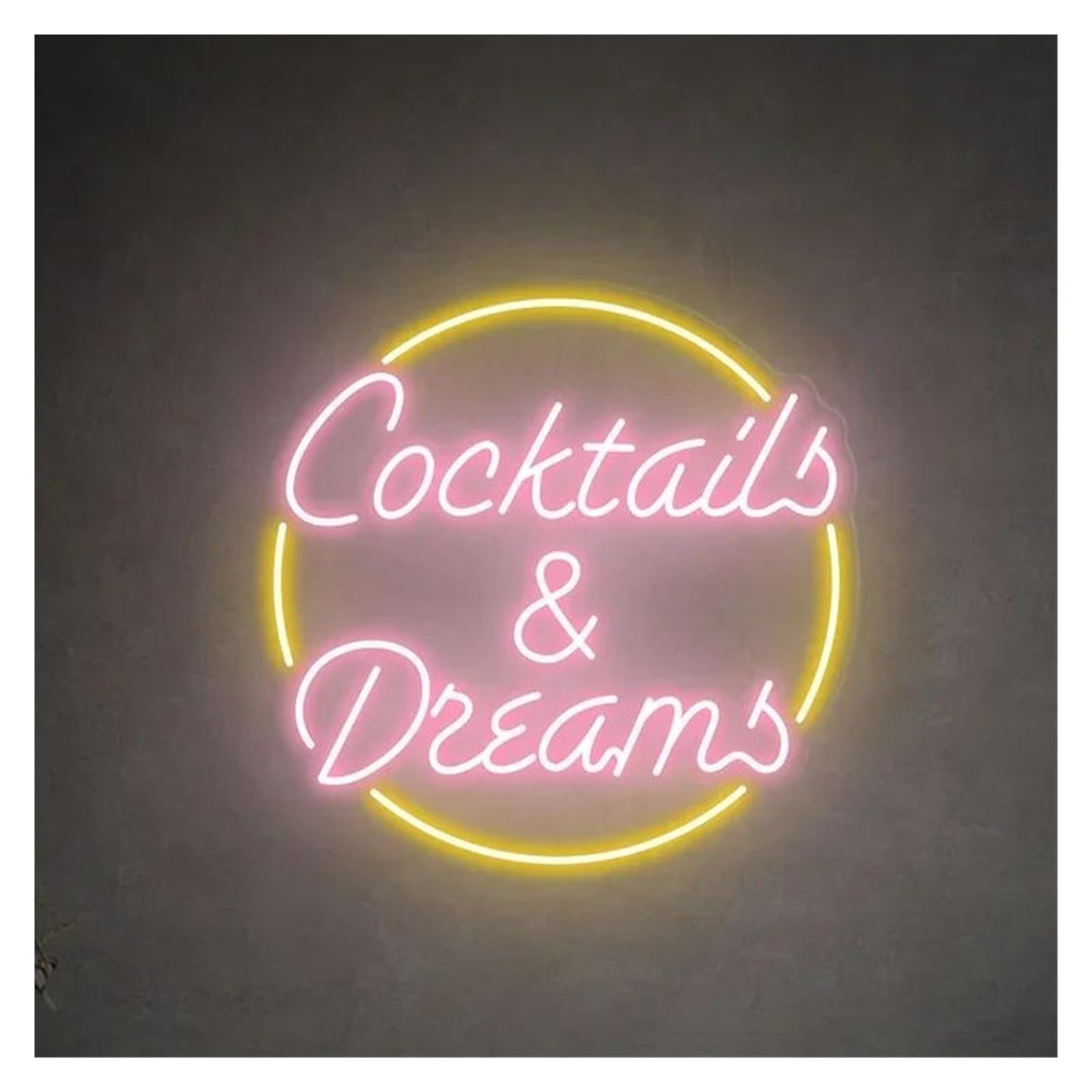 Lemst E Signs Lamp Cocktails And Dreams Neon Sign Usb Powered Beer Bar Wall Decor Gam Room Hom Shop Wedding Salon Decor 35Cmх35cm(E)