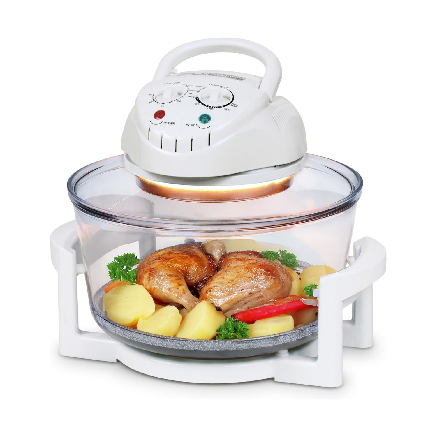 TZS First Austria Piec halogenowy, biały, 12-17 litrów, szklana miska, kratka grillowa, uchwyt pokrywki, szczypce