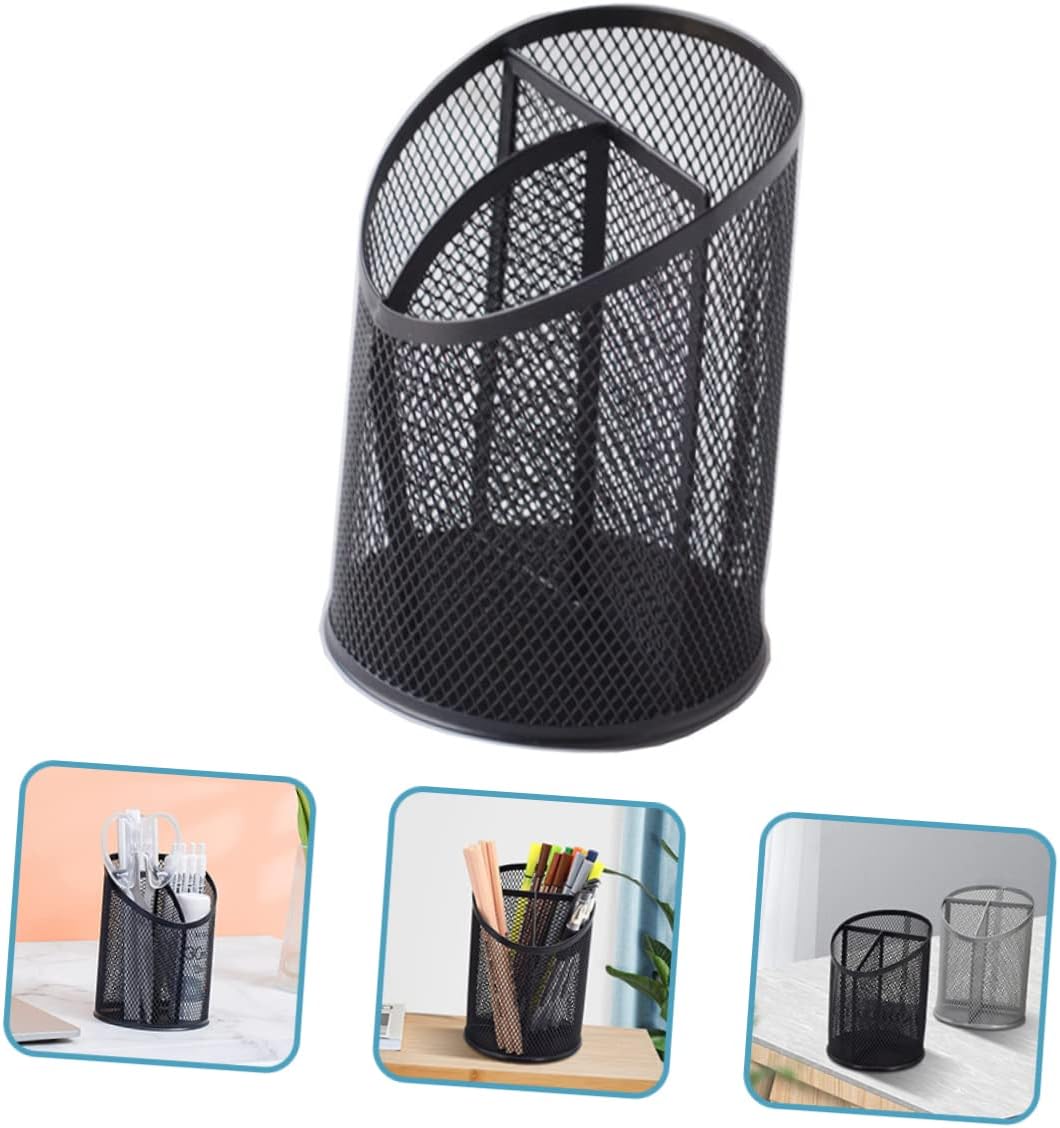 2Pcs Bevel Pen Holder desk cup holder pen holder for desk cute pen organizer pencil cup black pen holder cup makeup organizer for desk office iron net Metal makeup brush cup