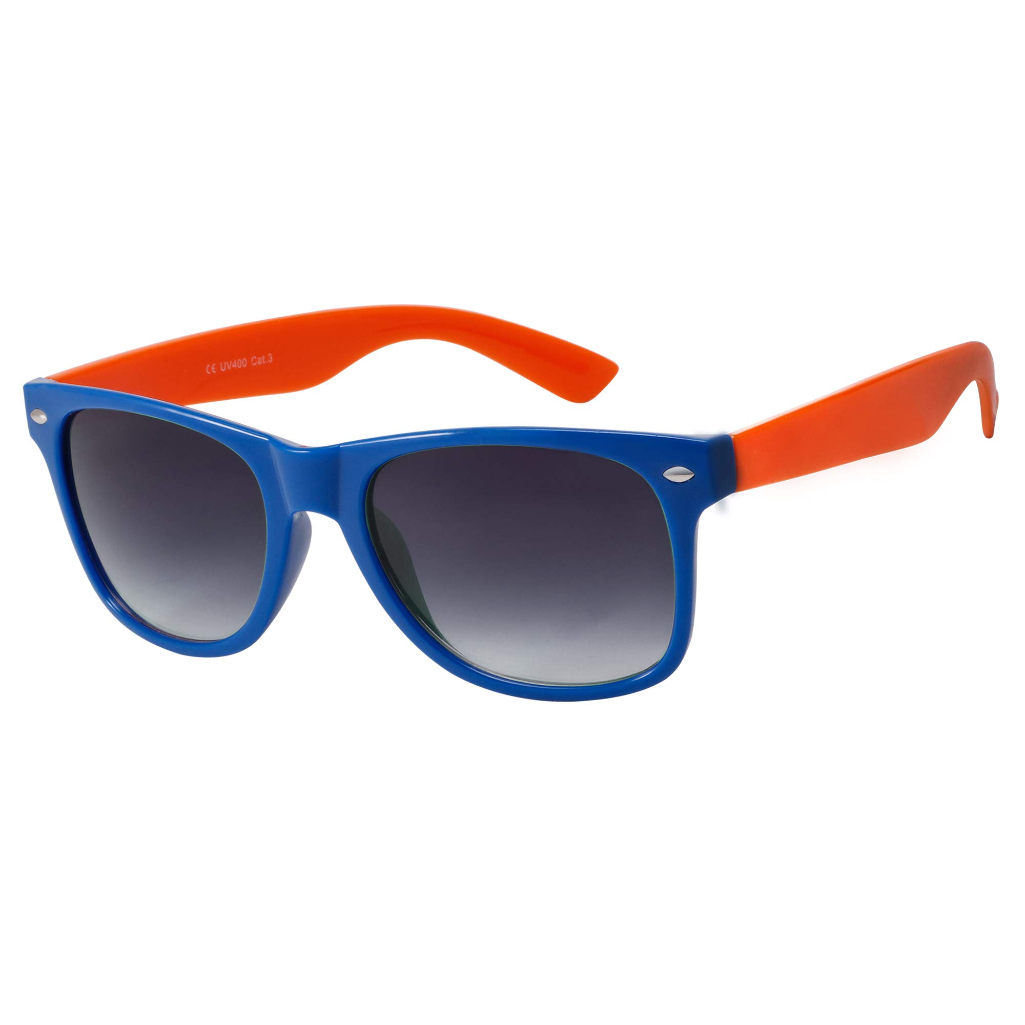 Asvp Shop Girls Blue Orange Kids Sunglasses Boys Children Classic Style Shades Uv 400 Protection (Blue Orange)