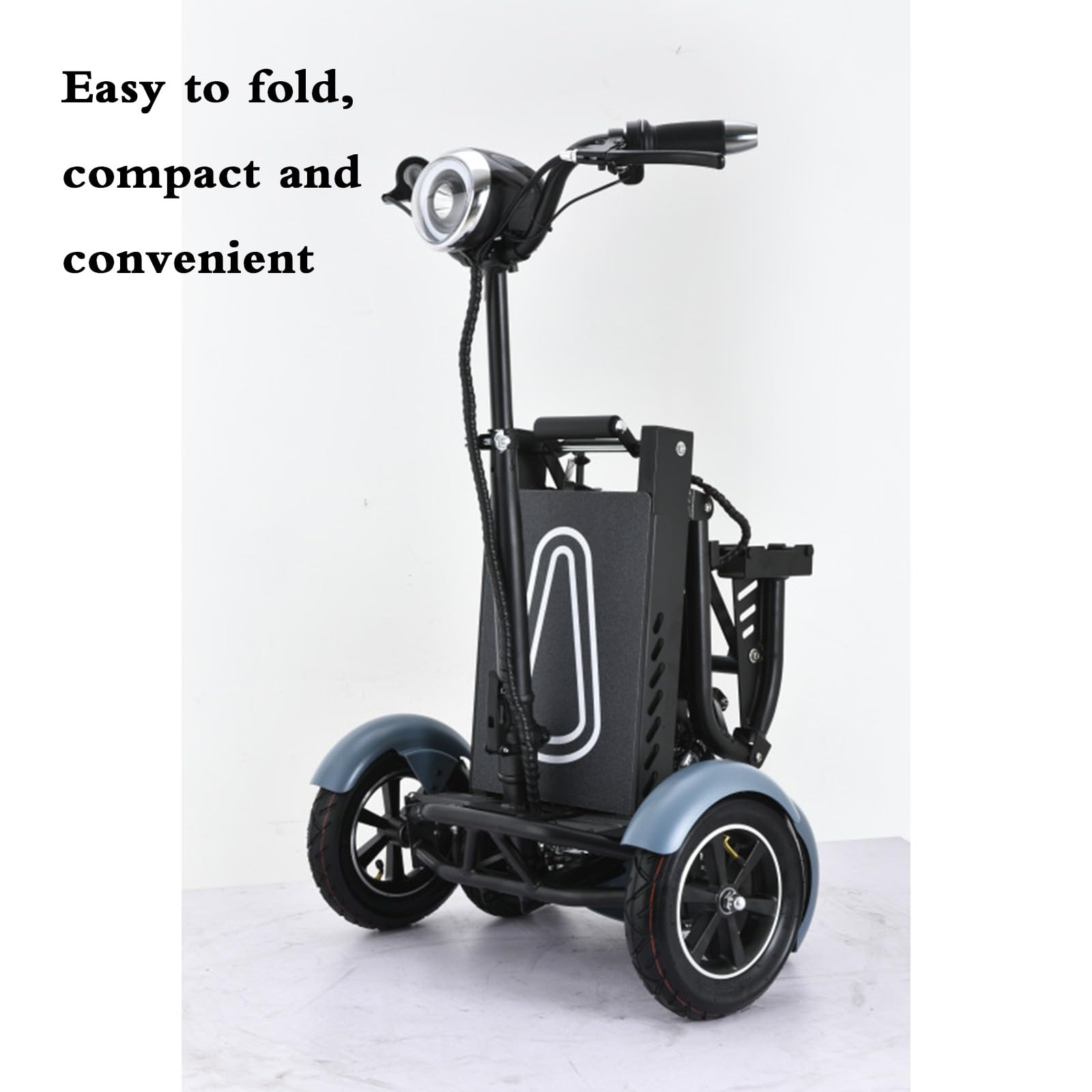 Scooter elettrico 4 ruote pieghevole, Mobilità scooter adulti stabil con sella, Scooter disabili per tutti i terreni con cestino, 3S Piegatura rapida
