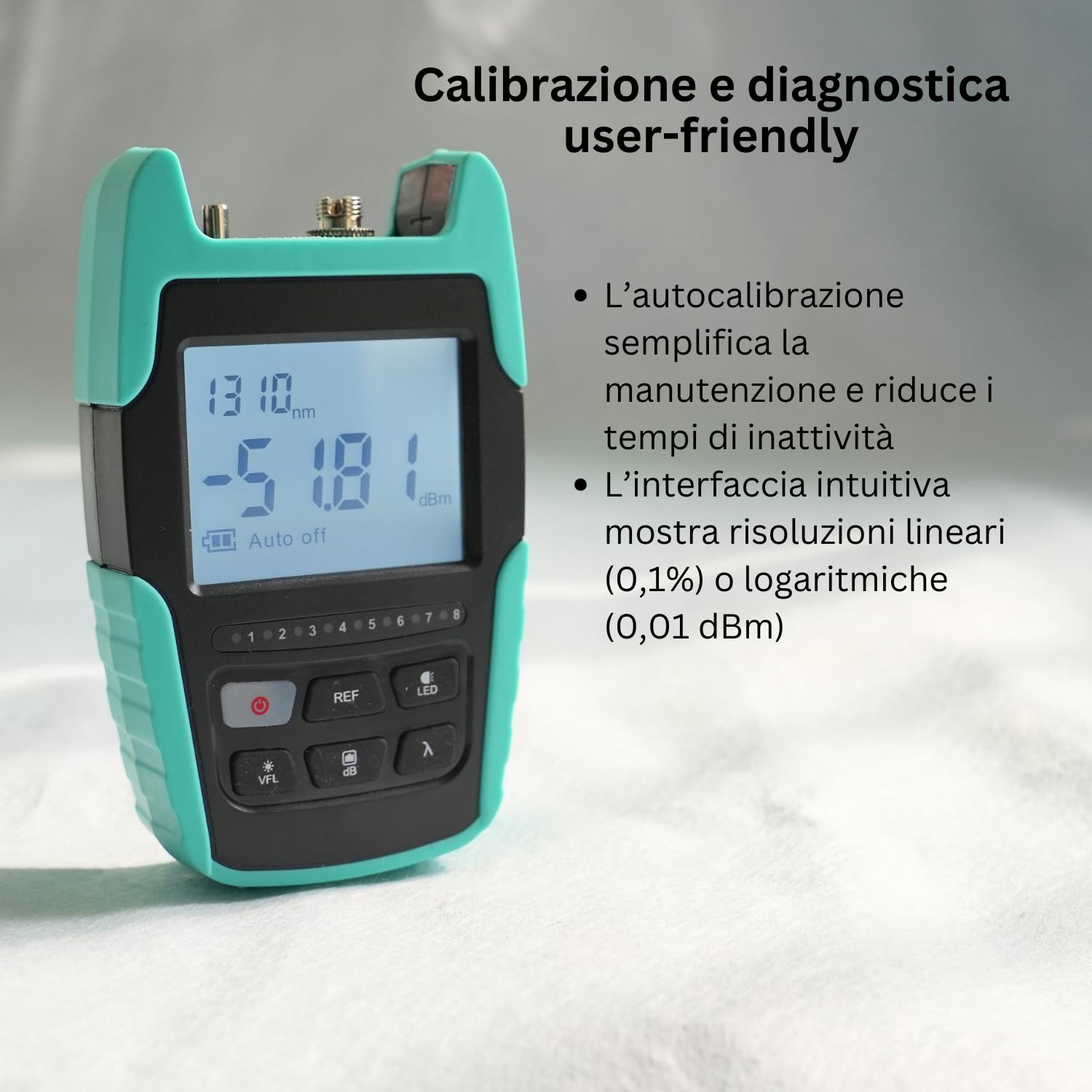 TM530 Tester per fibra ottica Misuratore di potenza ottico 4-in-1 con batteria ricaricabile, power meter fibra ottica multifunzionale con localizzatore visivo dotato di VFL RJ45 luce LED