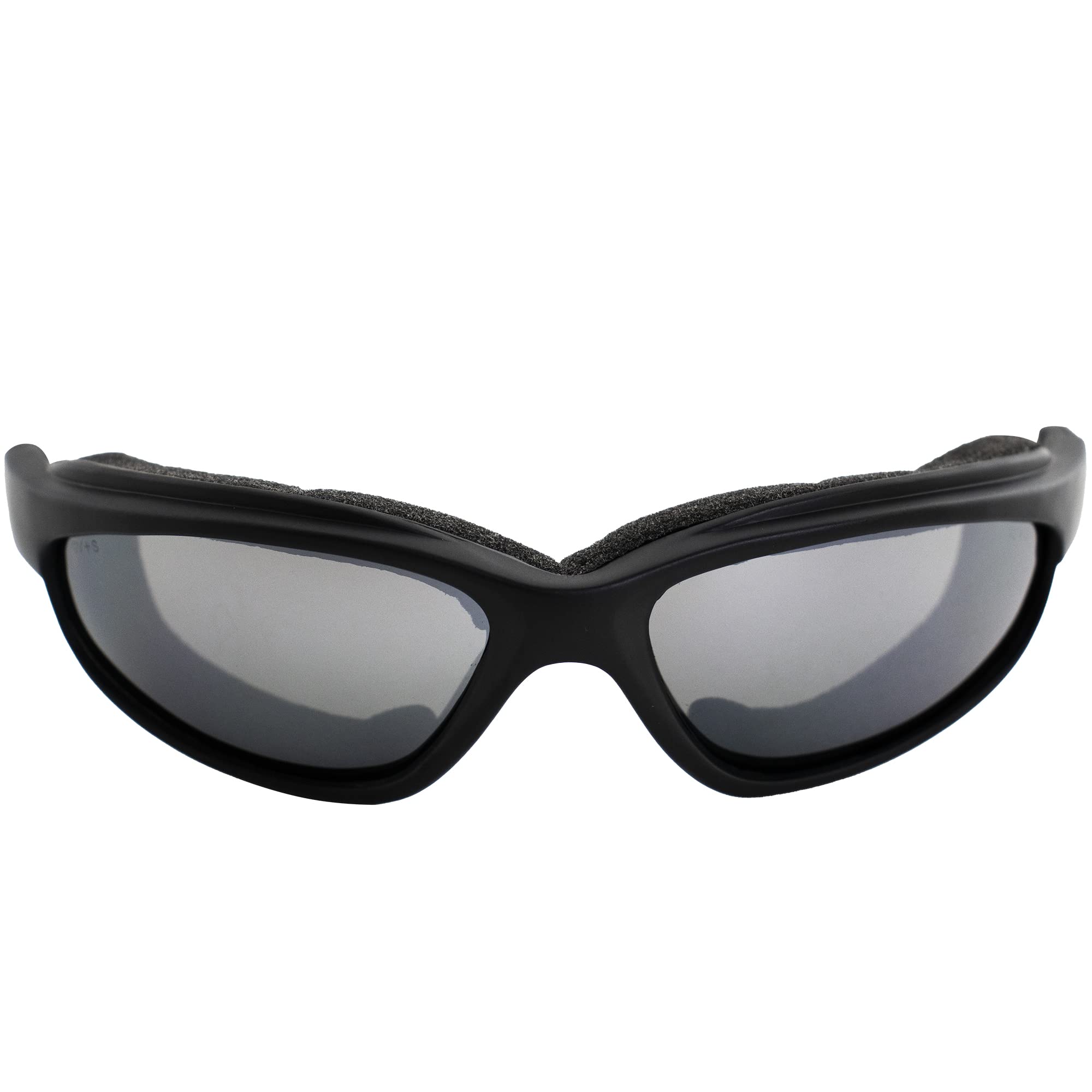 Global Vision Warriorz Wraparound Padded Safety Motorcycle Sunglasses ANSI Z87.1 Black Frame Glasses w/Double-Sided Anti-Fog Flash Mirror Lenses Great on Small to Medium Size Faces