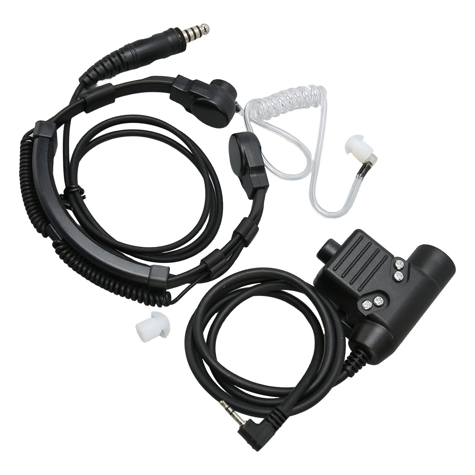 Septpenta Kehlkopfmikrofon Walkie Talkie Ohrhörer Mit U94 PTT Adapter, Verstellbarer Transparenter Akustikschlauch Walkie Talkie Ohrhörer Headset Für T5000 T5100 Und Andere Modelle