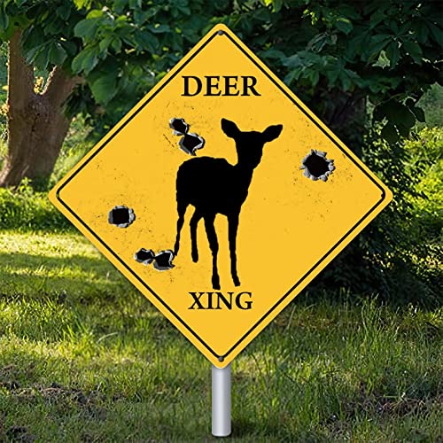 Plaque en métal cerf Xing de 38cm panneau d'avertissement rustique pour décoration extérieure